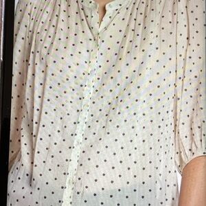 Lucky Brand White Polka Dot Blouse